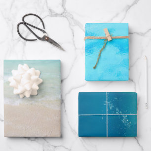 Ozean-Wasser-Strand-blaues Meer  Geschenkpapier Set