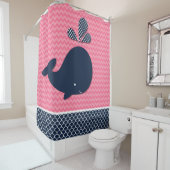 Ozean-Wasserwal-Zickzack Streifen-Rosa und Marine Duschvorhang (Beispiel)