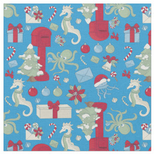 ozean weihnachts octopus briefkasten weihnachtsman stoff