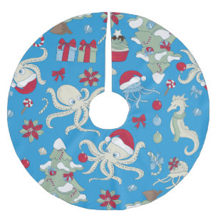ozean weihnachtsbaum seepferdchen weihnachtsmann k polyester weihnachtsbaumdecke