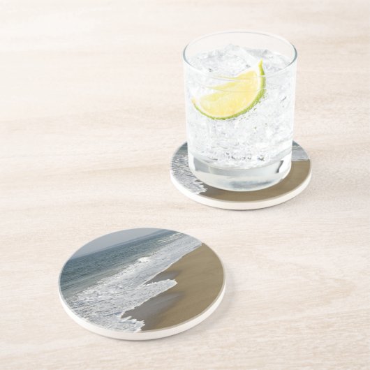 Ozean-Wellen auf dem Strand Sandstein Untersetzer (Seite)