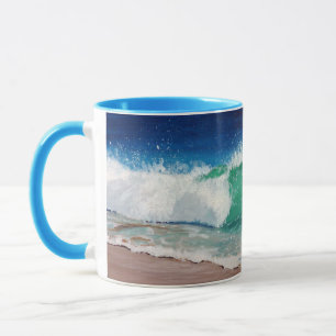 Ozean-Wellen-Tasse mit blauem Griff und Innenraum Tasse