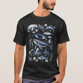 Ozean-Wildlife-Wal-Orca-Schildkröte-Delfin-Hai-Mar T-Shirt