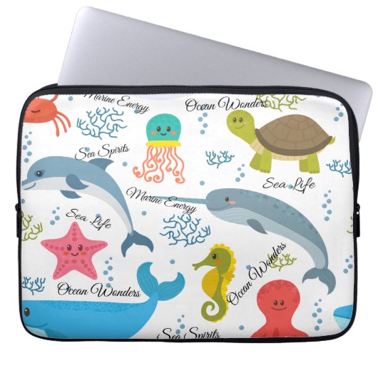 Ozean Wonders Sea Life Ocean Creatures Muster Laptopschutzhülle (Vorderseite)