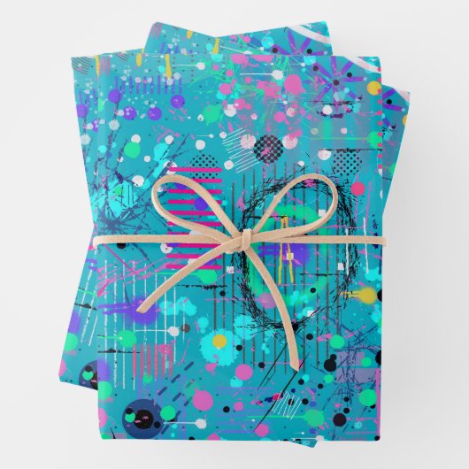 Ozeanblasen: Maximalistische Kunst Geschenkpapier Set (Beispiel)