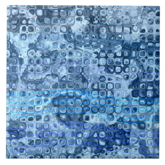 Ozeanblau abstraktes Wassermuster Fliese (Vorderseite)