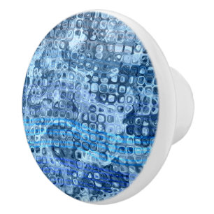 Ozeanblau abstraktes Wassermuster Keramikknauf