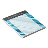 Ozeanblau/Aquamarin/Aqua-Streifen; Individuelle Na Notizblock (angewinkelt)