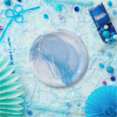 Ozeanblau Aquarell abstrakter Hintergrund Pappteller (Party)