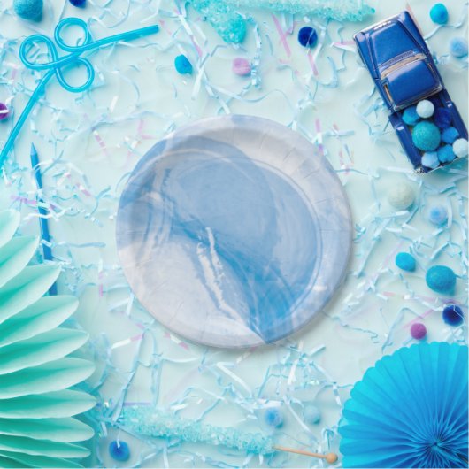 Ozeanblau Aquarell abstrakter Hintergrund Pappteller (Party)