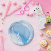 Ozeanblau Aquarell abstrakter Hintergrund Pappteller (Party)