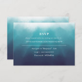 Ozeanblau bemalt Elegant Hochzeit Online-UAWG RSVP Karte (Vorne/Hinten)
