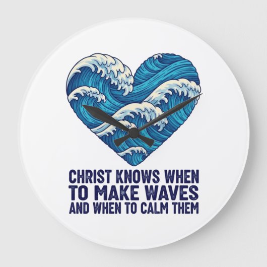 Ozeanblau Christus und die Wellen gestalten Große Wanduhr (Vorderseite)