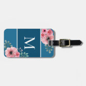 Ozeanblau | Einfaches Monogramm Gepäckanhänger (Vorderseite horizontal)