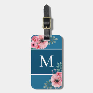 Ozeanblau   Einfaches Monogramm Gepäckanhänger
