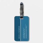 Ozeanblau | Einfaches Monogramm Gepäckanhänger (Rückseite vertikal)
