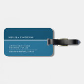 Ozeanblau | Einfaches Monogramm Gepäckanhänger (Rückseite horizontal)