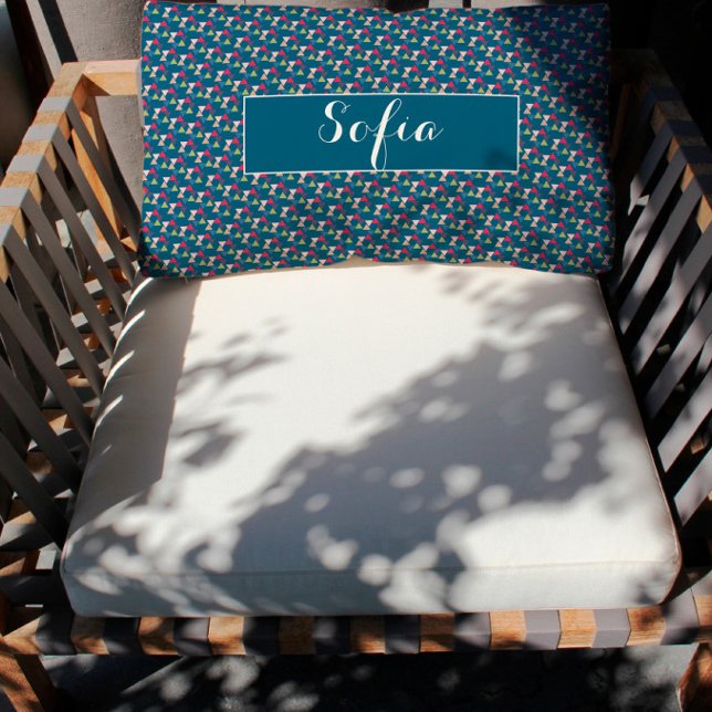 Ozeanblau geometrisches Muster Kissen (Von Creator hochgeladen)