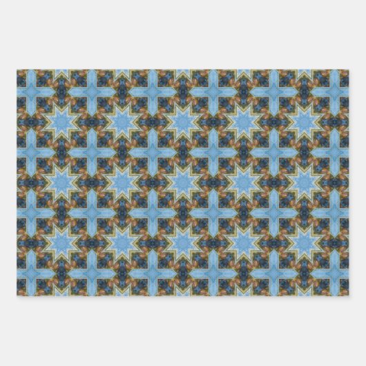 Ozeanblau-geometrisches Muster Nr. 1 Geschenkpapier Set (Vorderseite 3)