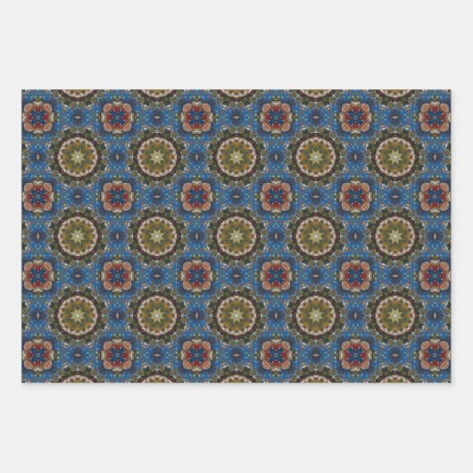 Ozeanblau-geometrisches Muster Nr. 1 Geschenkpapier Set (Vorderseite 2)