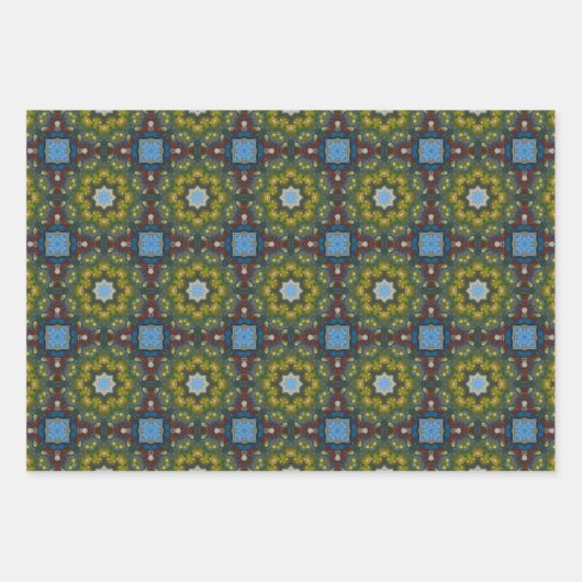 Ozeanblau-geometrisches Muster Nr. 1 Geschenkpapier Set (Vorderseite)