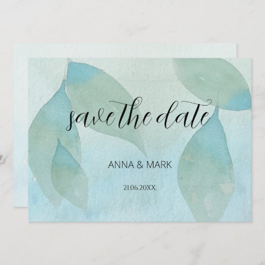 Ozeanblau grüne Wasserfarbe Transparente Original Einladung (Vorne/Hinten)