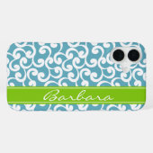 Ozeanblau monogrammierte Elemente drucken iPhone Hülle (Rückseite (Horizontal))