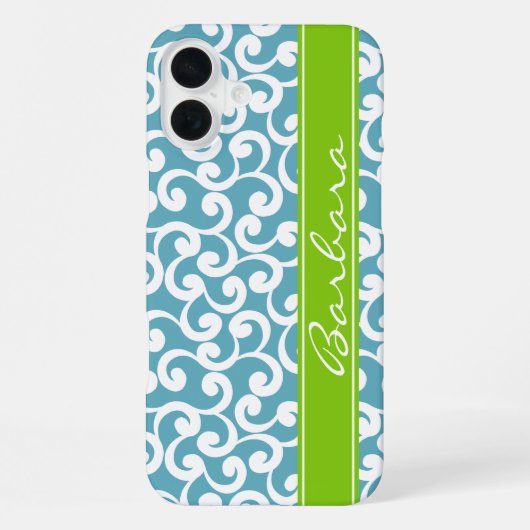 Ozeanblau monogrammierte Elemente drucken iPhone Hülle (Rückseite)