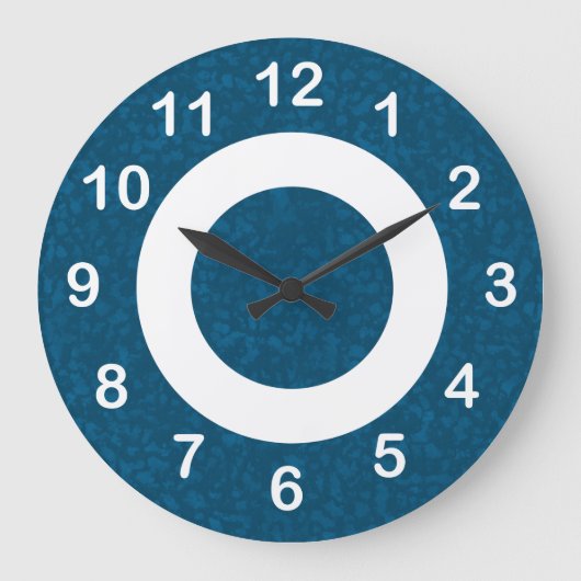 Ozeanblau-Muster Große Wanduhr (Vorderseite)