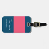 Ozeanblau pink elegant einzigartig modern gepäckanhänger (Vorderseite horizontal)