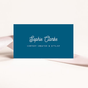 Ozeanblau   Retro-Schrift mit QR-Code Visitenkarte