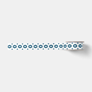 Ozeanblau und Weiß: Geometriana Satinband