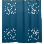 Ozeanblau und Weiß Moderne Blume Duschvorhang (Vorderseite)