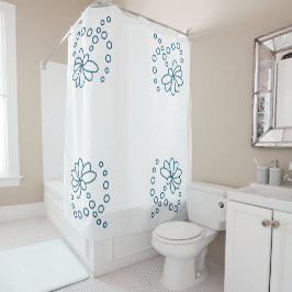 Ozeanblau und Weiß Moderne Blume Duschvorhang