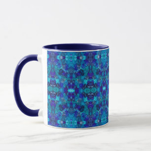 Ozeanblaue abstrakte Alkoholtinten-Kunst Tasse