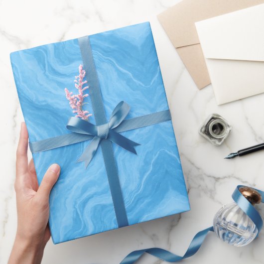 Ozeanblaue Marmorierung Geschenkpapier (Schenken)