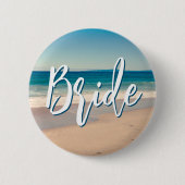 Ozeanblaue Strandfoto-Braut Szene Button (Vorderseite)