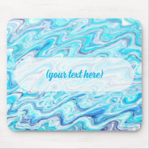 Ozeanblaue Wellenmarmorstruktur abstrakt flüssig Mousepad