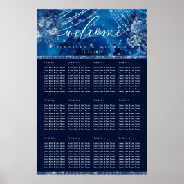 Ozeanblauer Marine-Blumen-Tischplan Sitzordnung Poster
