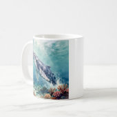 Ozeanblauer Wal und Küstenpoem Kaffeetasse (Vorderseite Links)