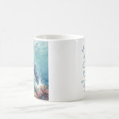 Ozeanblauer Wal und Küstenpoem Kaffeetasse (Mittel)