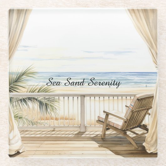 Ozeanblick Strand Serenität Glasuntersetzer (Vorderseite)
