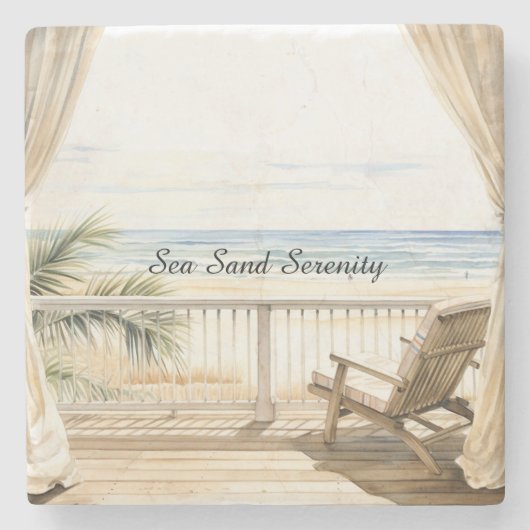 Ozeanblick Strand Serenität Steinuntersetzer (Vorderseite)