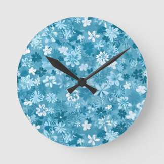 Ozeanbrise Floral Türkis Botanisch Runde Wanduhr