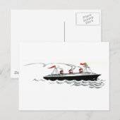 Ozeandampfer auf der Meereslinie Zeichnung Postkarte (Vorne/Hinten)