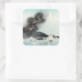 Ozeandrache auf dem Fuji HOKUSAI Ukiyo-e Quadratischer Aufkleber (Tasche)