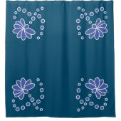 Ozeane Blau und Mittel Moderne Blume Duschvorhang (Vorderseite)