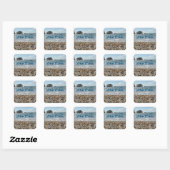 Ozeane Muscheln Foto Blauer Name Text Quadratischer Aufkleber (Blatt)