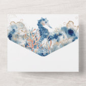 Ozeane Rose Roter Seepferd All In One Einladung (Rückseite)