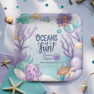 Ozeane von Fun Mermaid Geburtstag V2 ID1142 Pappteller